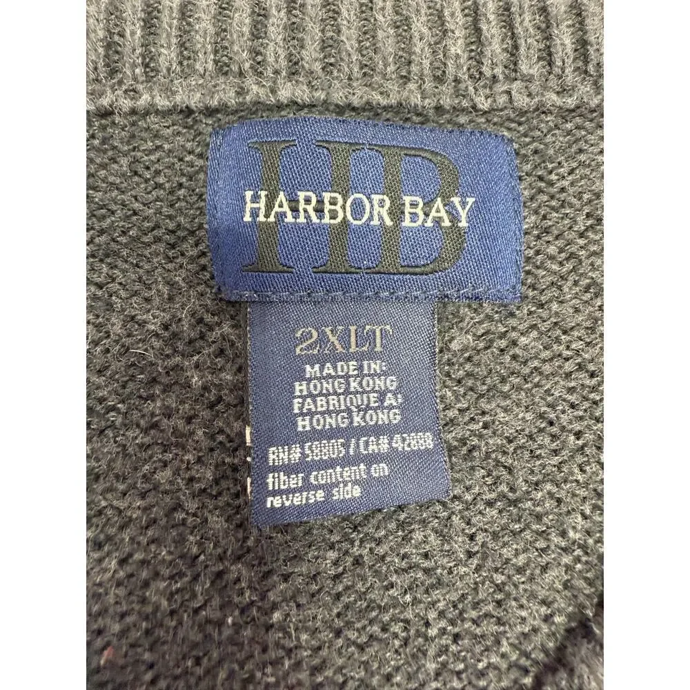 Harbor Bay Gray Knit Sweater Vest Classic Pullover Cable Pattern Preppy 2XLT